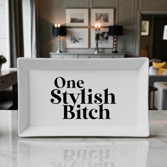 “One Stylish Bitch” Ceramic Entry Table Tray Dish Key Home Decor Holidays Gifts - Picture 4 of 4
